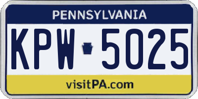 PA license plate KPW5025
