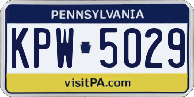 PA license plate KPW5029