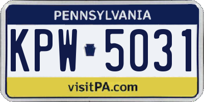PA license plate KPW5031