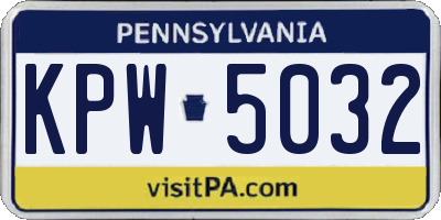 PA license plate KPW5032