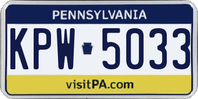 PA license plate KPW5033