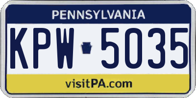 PA license plate KPW5035
