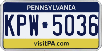 PA license plate KPW5036