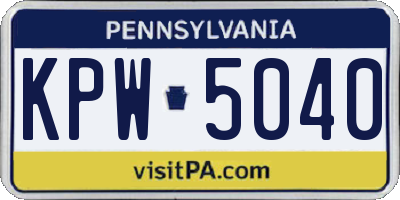 PA license plate KPW5040