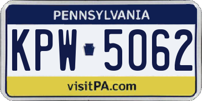 PA license plate KPW5062
