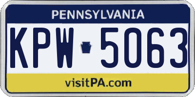 PA license plate KPW5063