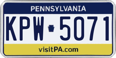 PA license plate KPW5071