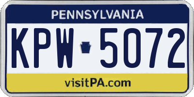 PA license plate KPW5072