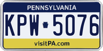 PA license plate KPW5076