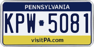 PA license plate KPW5081