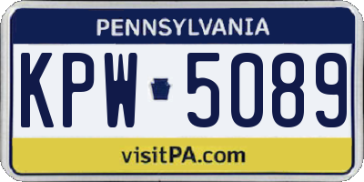PA license plate KPW5089