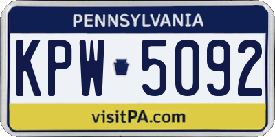 PA license plate KPW5092