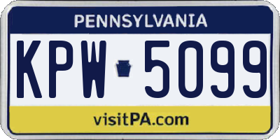 PA license plate KPW5099
