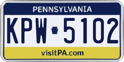 PA license plate KPW5102