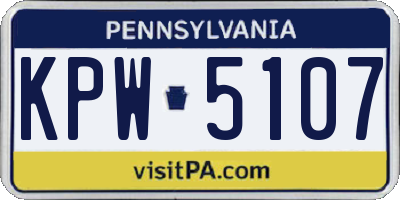 PA license plate KPW5107
