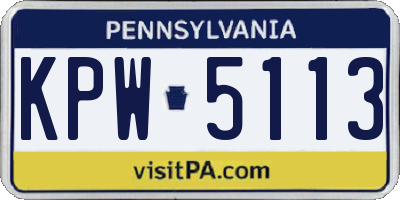 PA license plate KPW5113