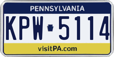 PA license plate KPW5114