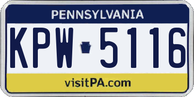 PA license plate KPW5116