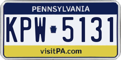 PA license plate KPW5131