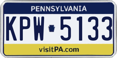PA license plate KPW5133