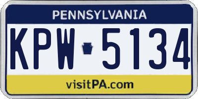 PA license plate KPW5134