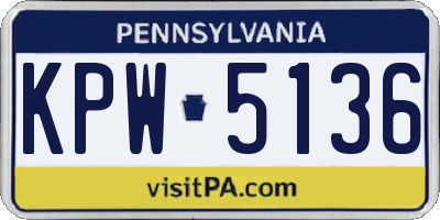 PA license plate KPW5136