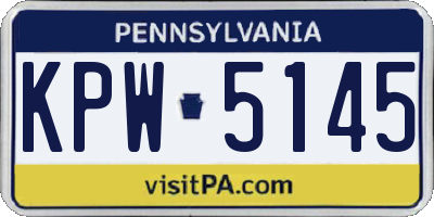 PA license plate KPW5145