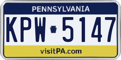 PA license plate KPW5147