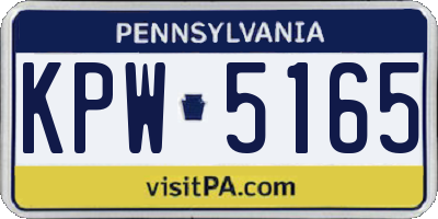PA license plate KPW5165