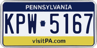 PA license plate KPW5167