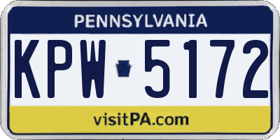PA license plate KPW5172