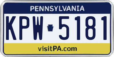 PA license plate KPW5181