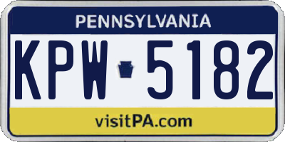 PA license plate KPW5182