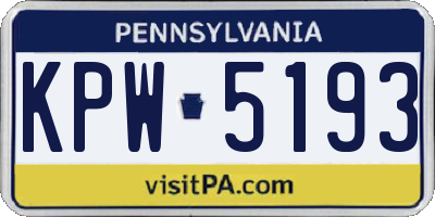PA license plate KPW5193