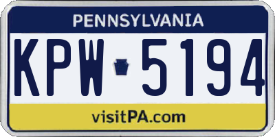 PA license plate KPW5194