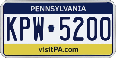 PA license plate KPW5200