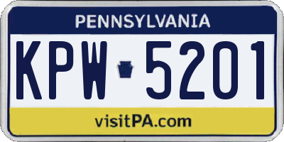 PA license plate KPW5201