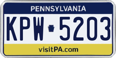 PA license plate KPW5203
