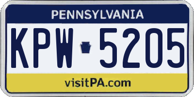 PA license plate KPW5205