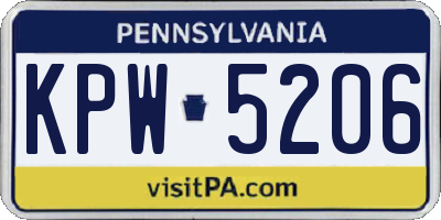 PA license plate KPW5206