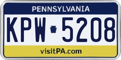 PA license plate KPW5208