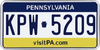 PA license plate KPW5209