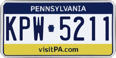 PA license plate KPW5211