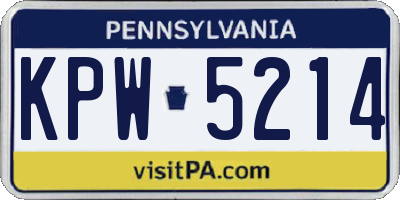 PA license plate KPW5214