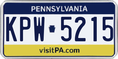 PA license plate KPW5215