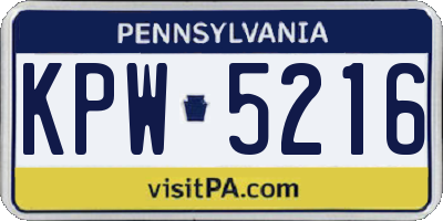 PA license plate KPW5216