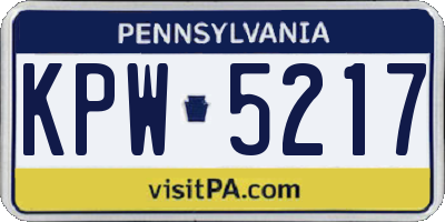 PA license plate KPW5217