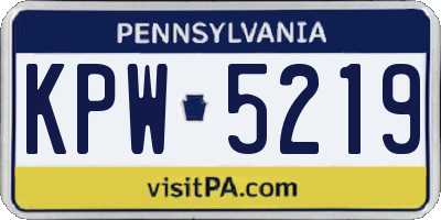 PA license plate KPW5219
