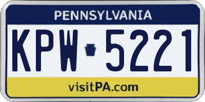PA license plate KPW5221