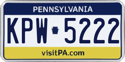 PA license plate KPW5222